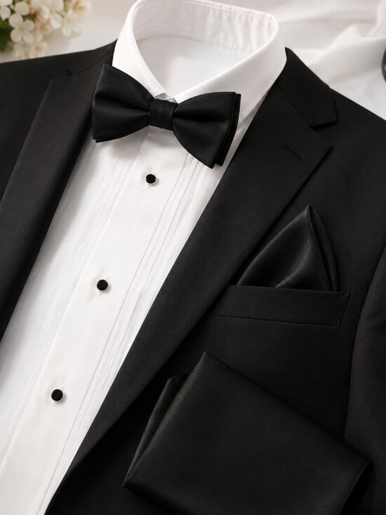 Brand Q Other - Brand Q Black Bow Tie Pocket Square Set NWT Adjustable Formal Tuxedo